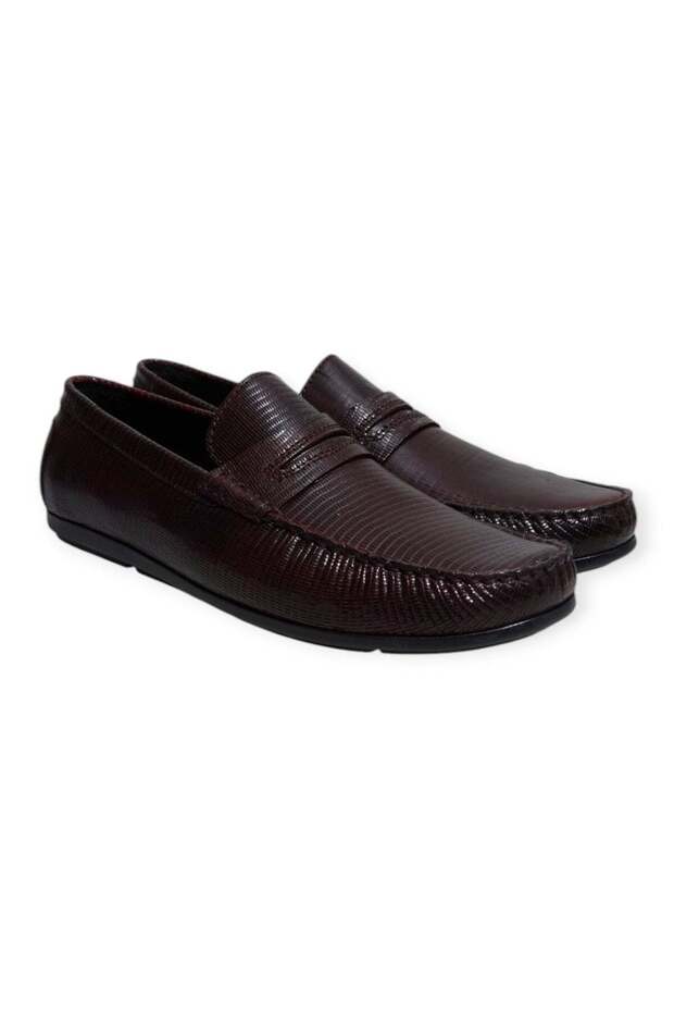 Burgundy Color Laceless Genuine Leather Men's Shoes