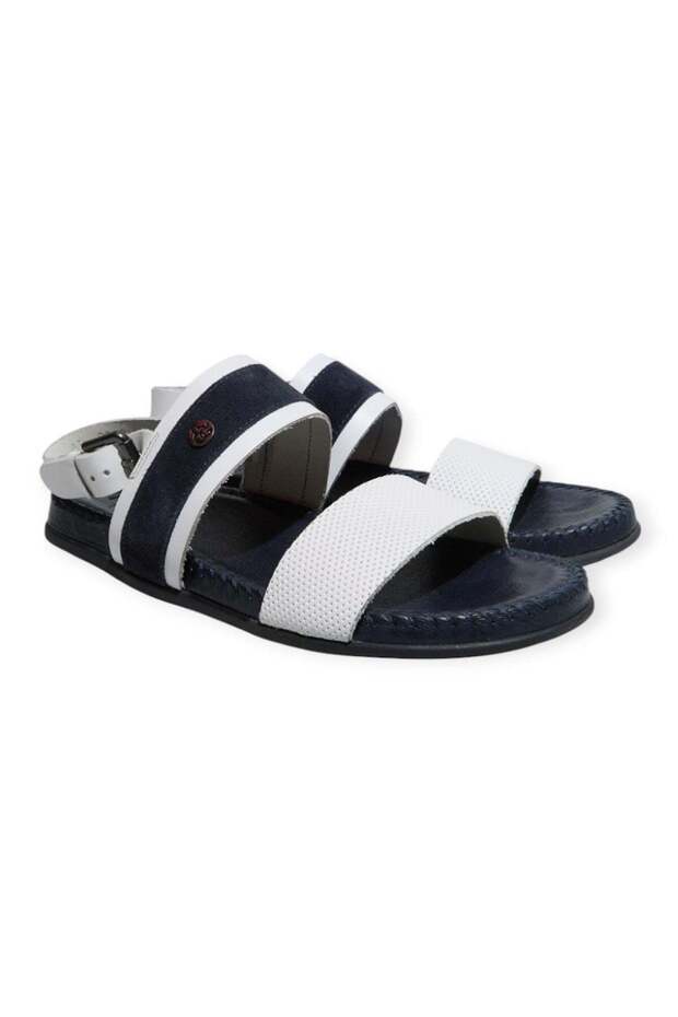 Dark Blue Genuine Leather Men's Slippers