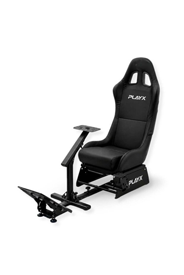 Racing Simulator Cockpit with Adjustable Racing Wheel Stand & Gaming Seat | Foldable Driving Simulator Chair for Steering Wheel & Pedals | GTR Seating Position | Compatible with Logitech, Thrust
