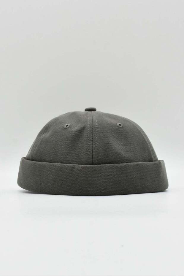 Men's Leather Strap Hipster Cap Khaki Docker Hat