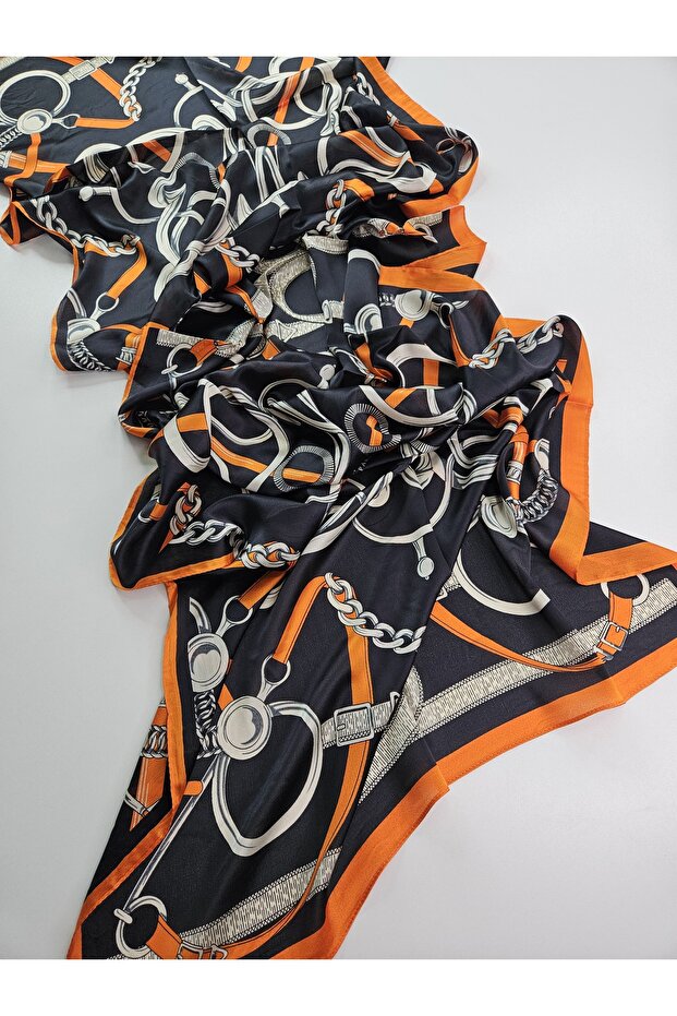 Luxury Voile Silk Shawl Scarf Chain Pattern 70 X 180 cm