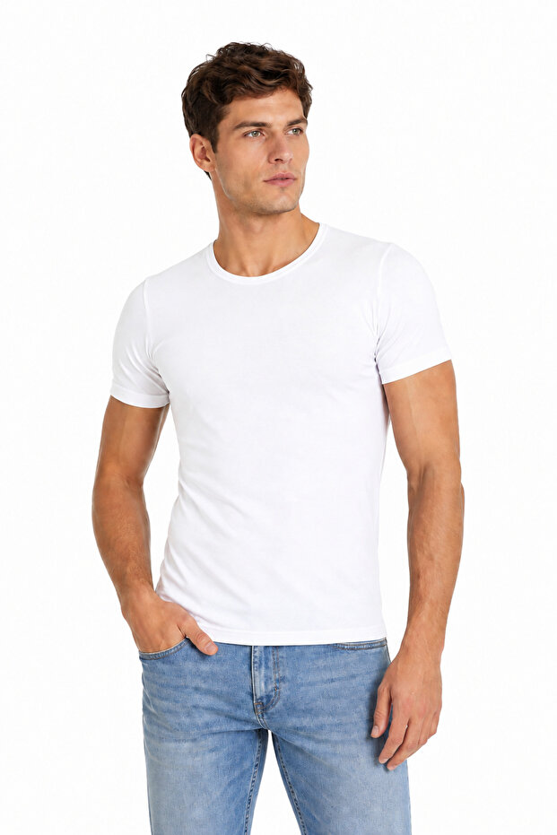 Yildiz Çamaşir Men's Premium Bamboo Fabric Crew Neck Slim Fit T-Shirt