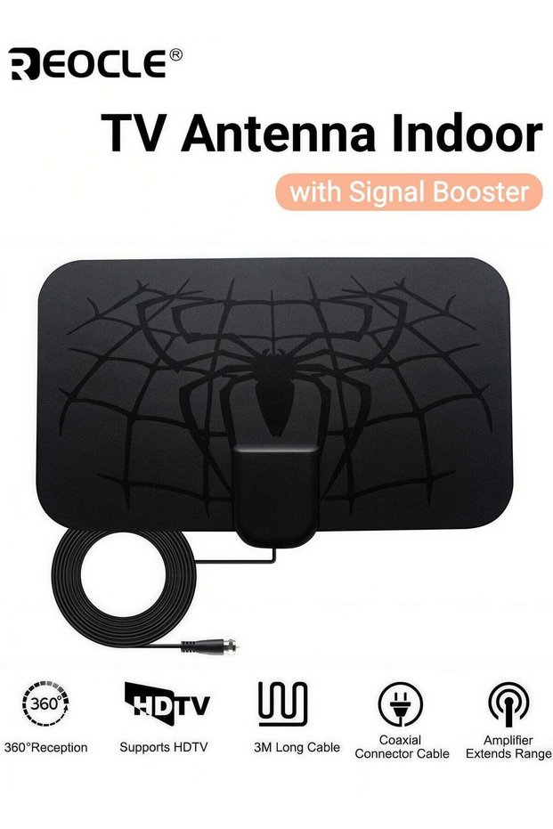 TV Antenna Indoor HDTV Antenna Support 4K 1080p with Signal Booster TV Antenna Indoor for Smart TV & Old TV & Local Channels