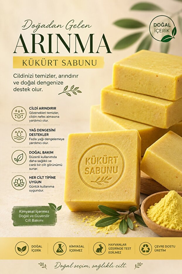 7 Pack Natural Handmade Sulfur Soap 100 Gr