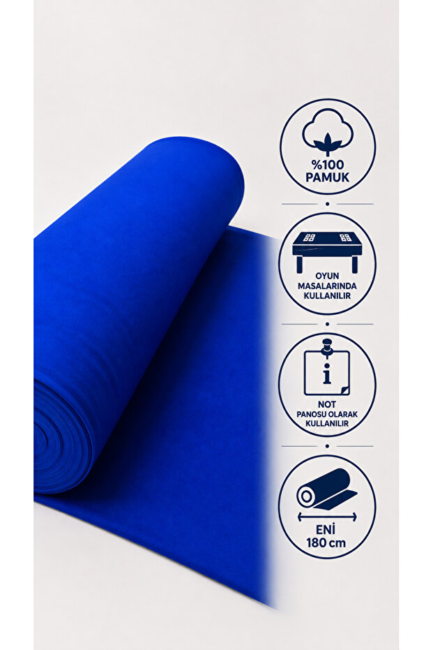 Cobalt Blue Velvet Textured Broadcloth Fabric 1 Meter - for Okey, Billiard, and Gaming Tables