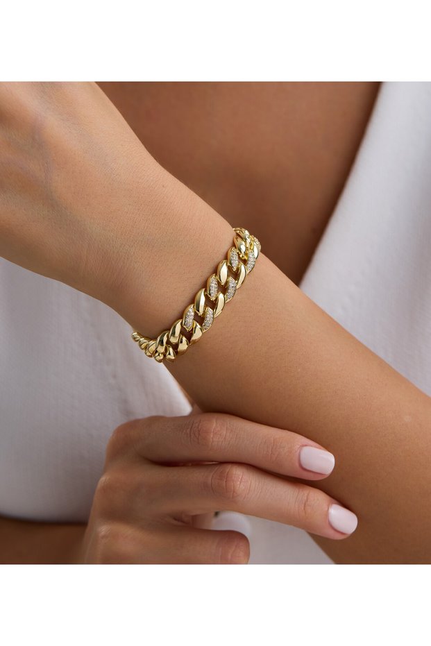 Gourmet Chain Stone Detailed Bracelet