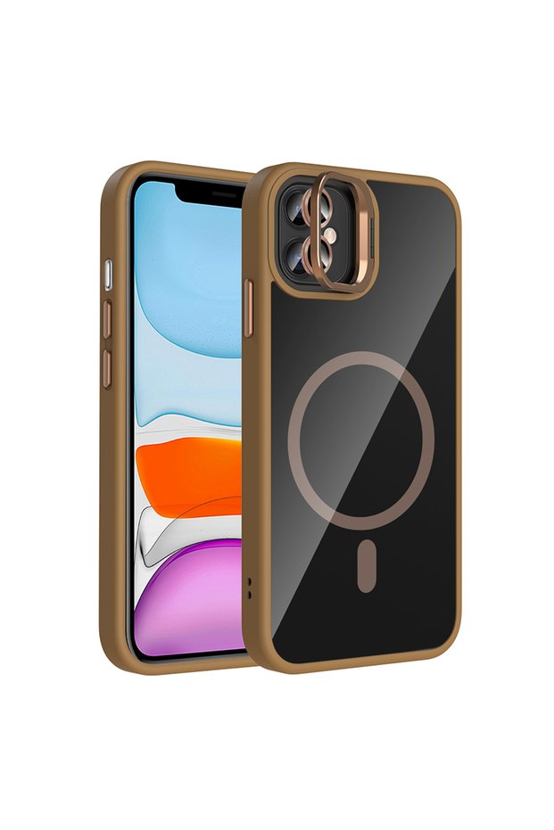 iPhone 11 Case with Camera Stand, Magsafe Supported, Transparent Back, Silicone Marçev