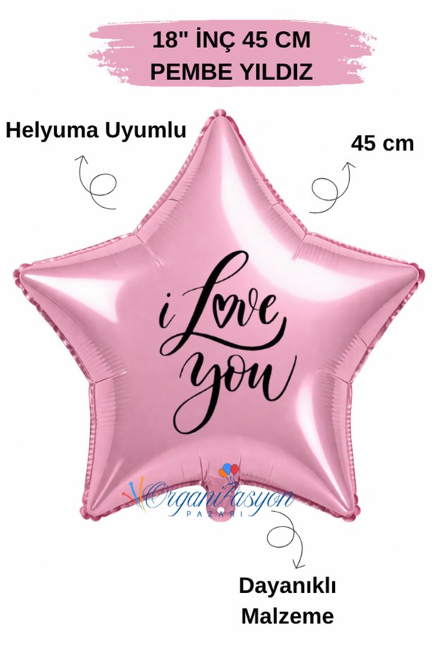 18 Inch 45 cm Foil Balloon | I Love You Printed | Valentine's Day Love Balloon Anniversary Marriage Proposal