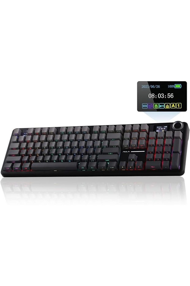 لوحة مفاتيح ألعاب لاسلكية X AULA F108 PRO مع شاشة ومقبض