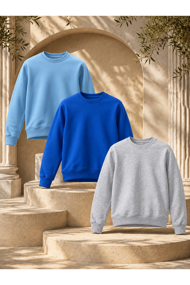 3 Pieces Men's 3 Thread Thick Winter Premium Sweatshirt