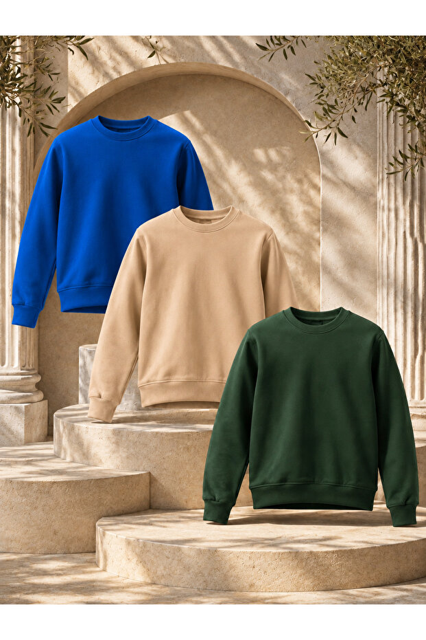 3 Pieces Men's 3 Thread Thick Winter Premium Sweatshirt