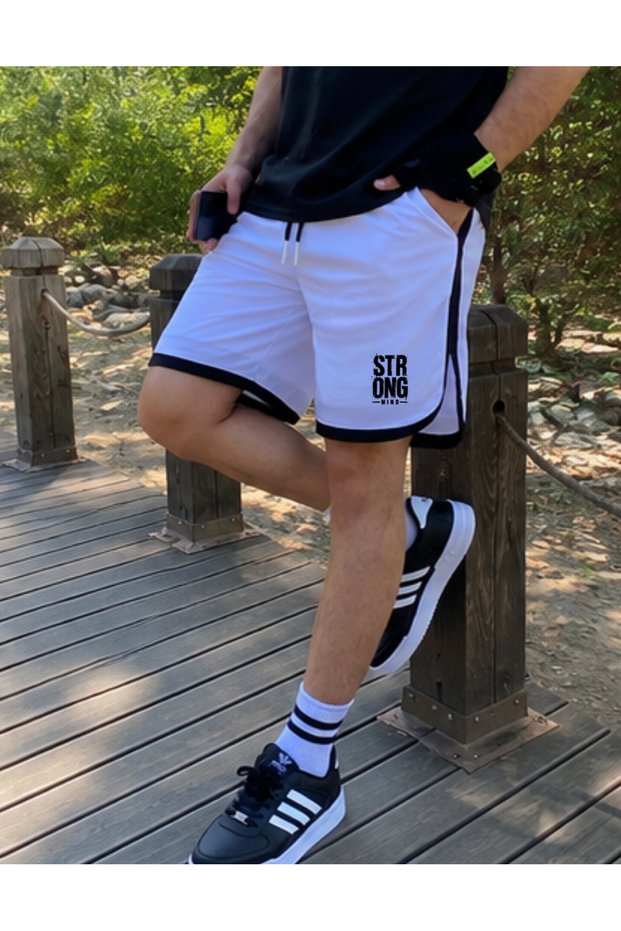 Men's White Summer Sports Shorts Casual Basketball Football Fitness Exercise Running Bermuda