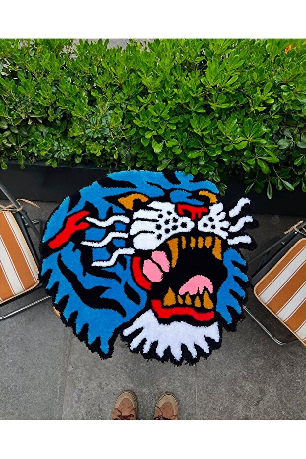Lion Face Premium Tuft Wall Tapestry | Handmade Tufting Wall Decor | Decorative Design