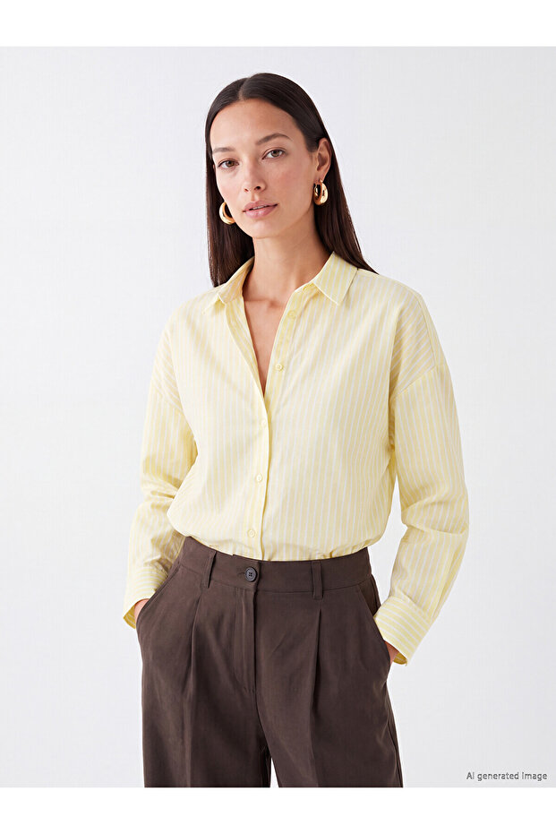 Yellow Striped Poplin Women's Shirt