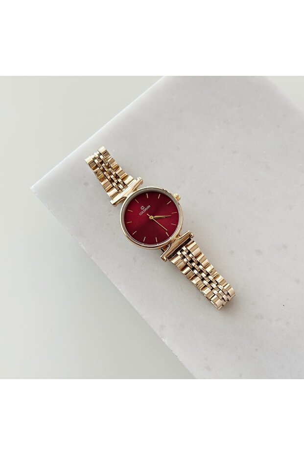 Ivas Gold Watch Burgundy