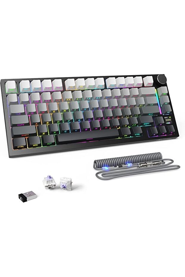 كيبورد العاب ميكانيكي للغاية اتاك شارك X820 من ماباسنيك، بلوتوث لاسلكي/2.4G/USB-C، كويرتي TKL 75% حش