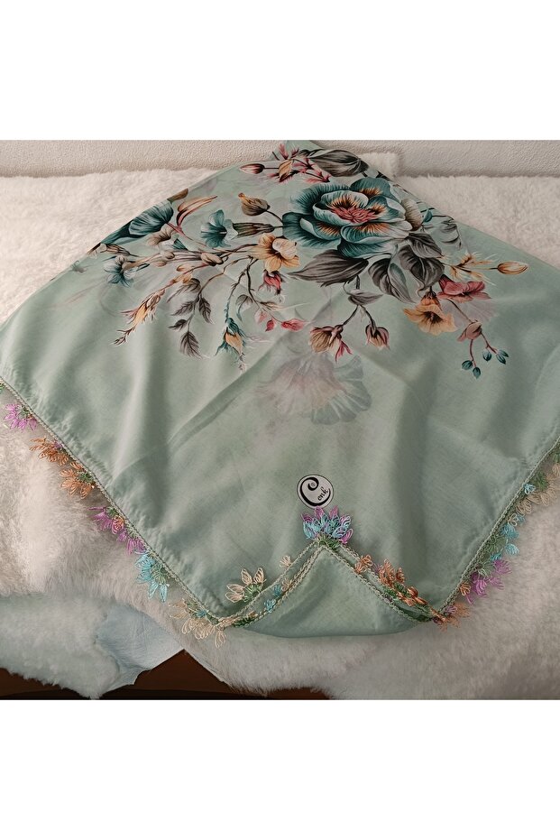Handmade Needlework Writing, Scarf, Yemeni, Mevlit Cover, Head Cover, 4 Sides Embroidered, 100% Cotton, 100*100cm