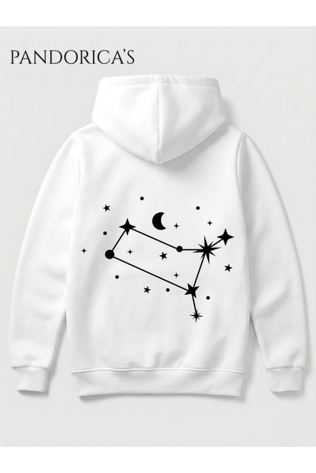 Gemini Zodiac Constellation Back and Chest Printed Hooded Cotton Sweatshirt – Gemini (Hoodie)