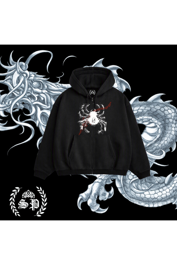 Zipper Zip-Up Vintage Y2K Zi̇pce X Supertee Desing Jaded Street Wears Trend Series Printed Cardigan Jacket Sweatshirt