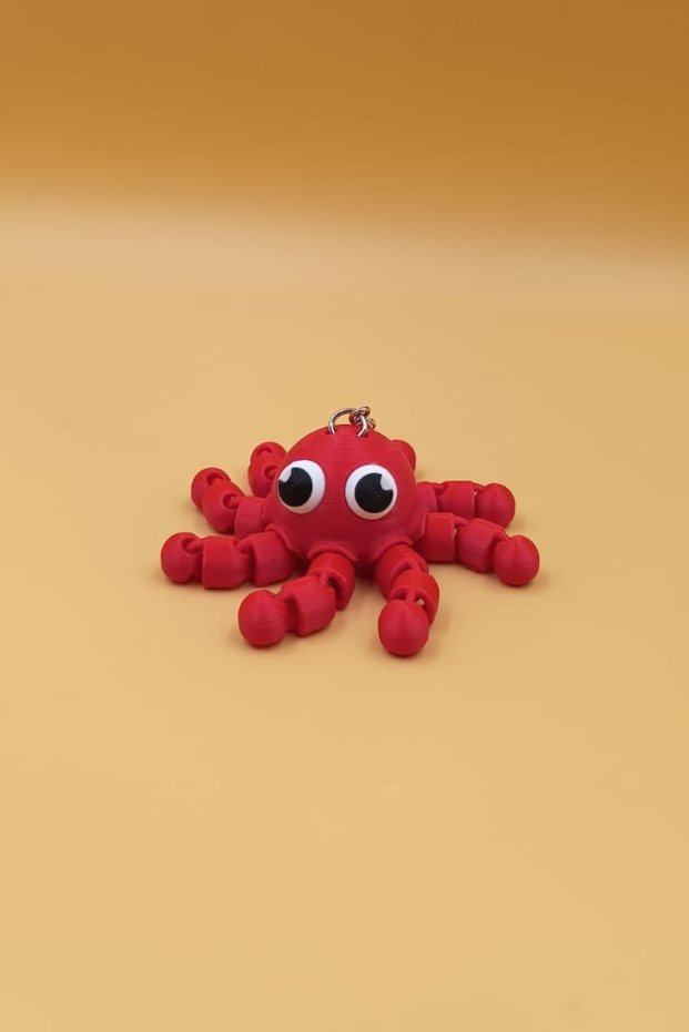 3D Printed Moving Octopus Keychain - Cute Figure with Movable Legs Bag Ornament