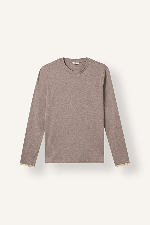 Slim Fit Crew Neck Long Sleeve Combed Cotton Basic Tunic I2976Ax26Au