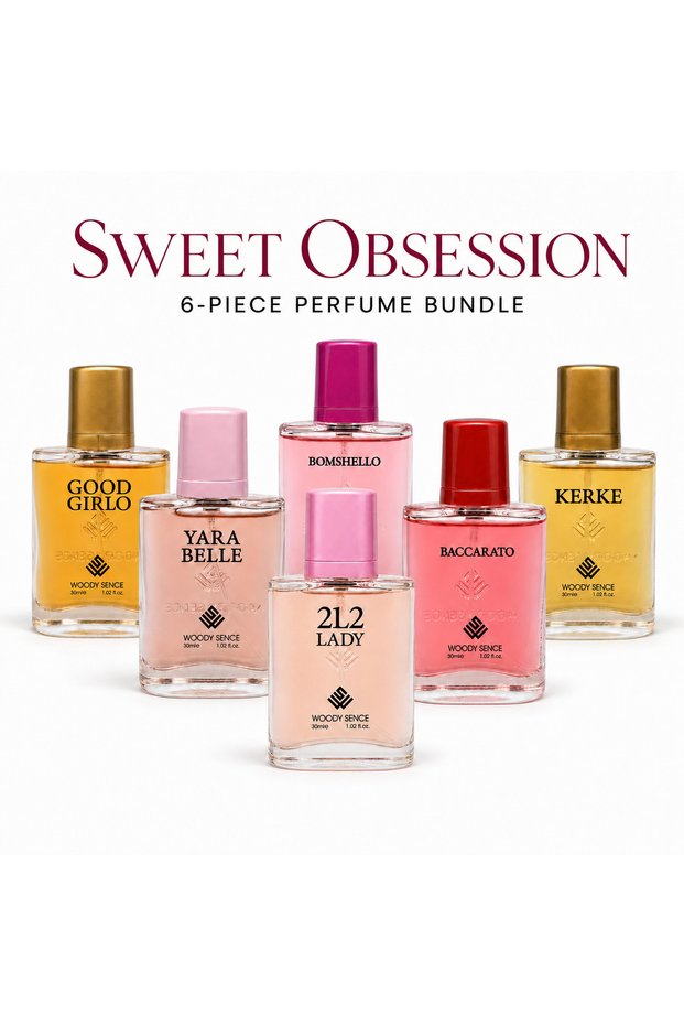 Sweet Obsession Women's Perfume Gift Set, 6 x 30 ml, Sweet Fruity and Floral Fragrance Collection