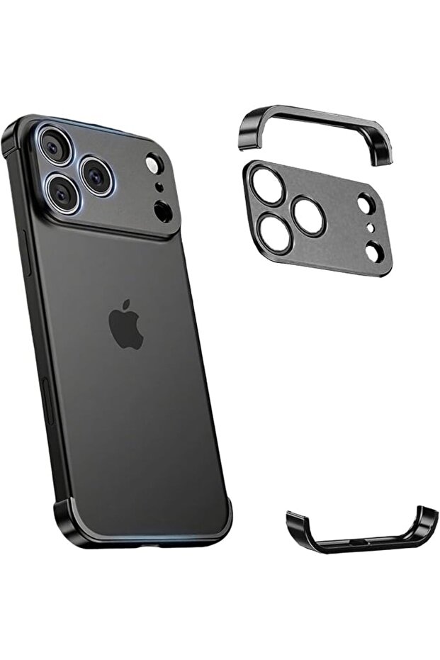 جراب EVCASOY بدون إطار لهاتف iPhone 17 Pro Max، تصميم معدني من الألومنيوم بدون حواف، نحيف وخفيف الوزن