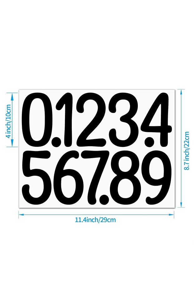 Black Number Stickers 10cm Numbers Set from 0-9 Adhesive Numbers for School Office Decoration
