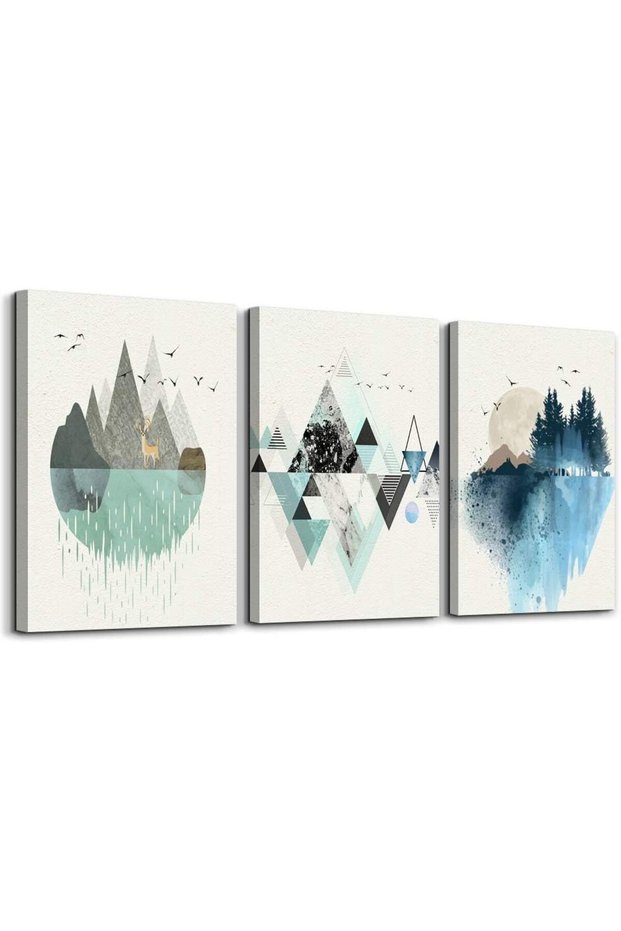 Signtouch Geometry Mountain Daytime Wrap Framed Wall Art 3-Piece 30x40 cm
