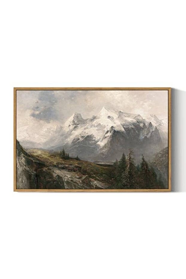 Signtouch Winter Mountain Landscape Rustic Wall Art Outer Frame 40x60 cm