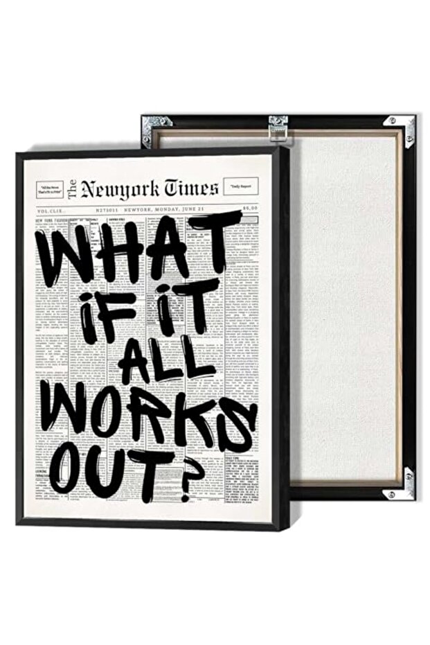 Signtouch What If It All Works Out Black Newspaper Wall Art Black Frame 50x70 cm