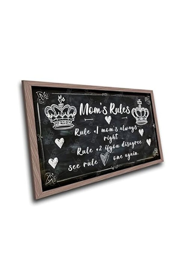 ALAYRA Mothers Signs Moms Rules Plaque Day Mom Wall Art Outer Frame 60x80 cm
