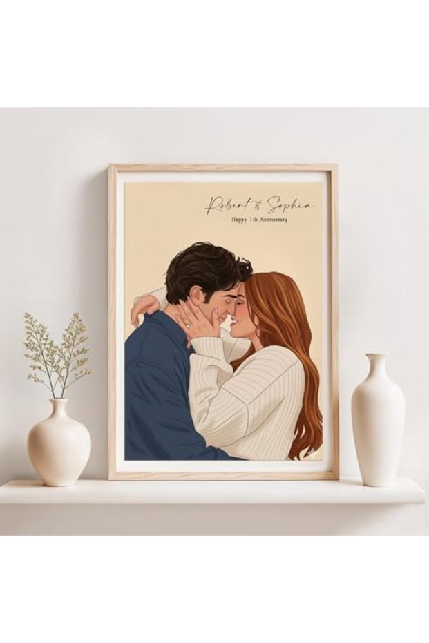 ALAYRA Family Portrait Custom Watercolor From Photo Grandma Wall Art 60x80 cm