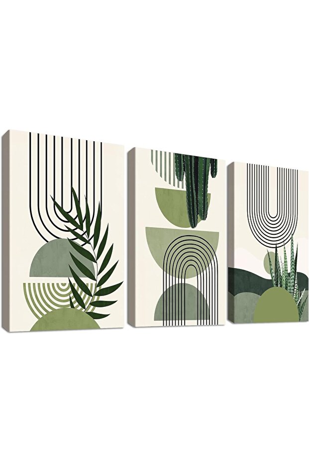 Signtouch Abstract Geometric Black Brown Wall Art 3-Piece Outer Frame 40x60 cm