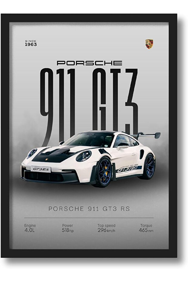 Signtouch Porsche 911 GT3 RS High Garage Wall Art Outer Frame 40x60 cm