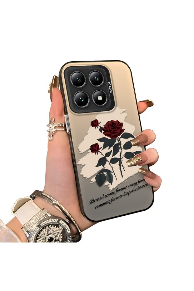 Mi 14t Compatible Retro Red Rose Printed Impact Protective Hard Case