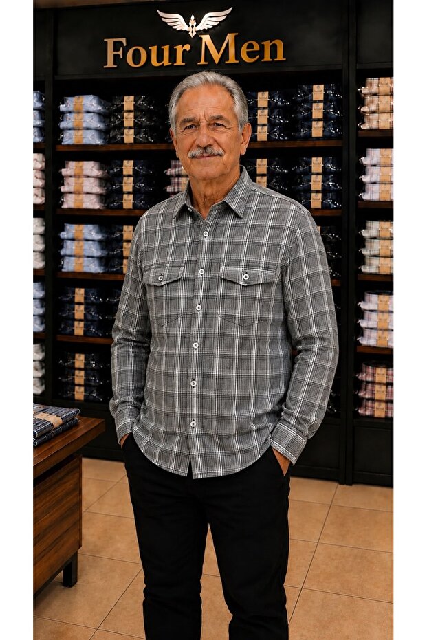 Linen Classic Long Sleeve Covered Double Pocket Shirt