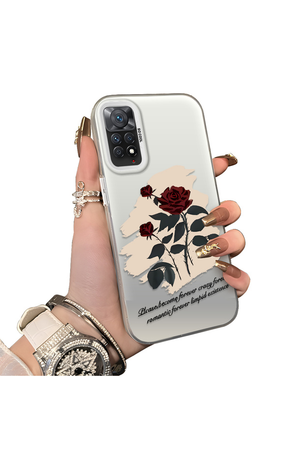 Redmi Note 12 Pro 4g Compatible Retro Red Rose Printed Impact-Resistant Hard Case