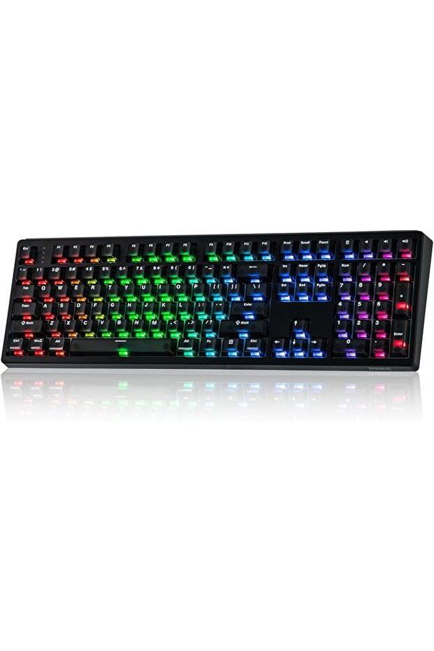كيبورد إيبوميكر بلوتوث HE108 لاسلكي مع تأثير هول و إضاءة RGB و مفاتيح قابلة للبرمجة أبيض متوافق مع P