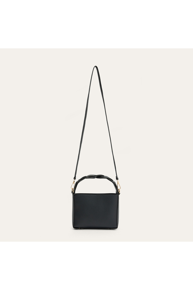 Women's Black Knitted Handle Shoulder Bag