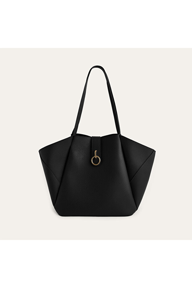 Women's Black Leather Look Handbag