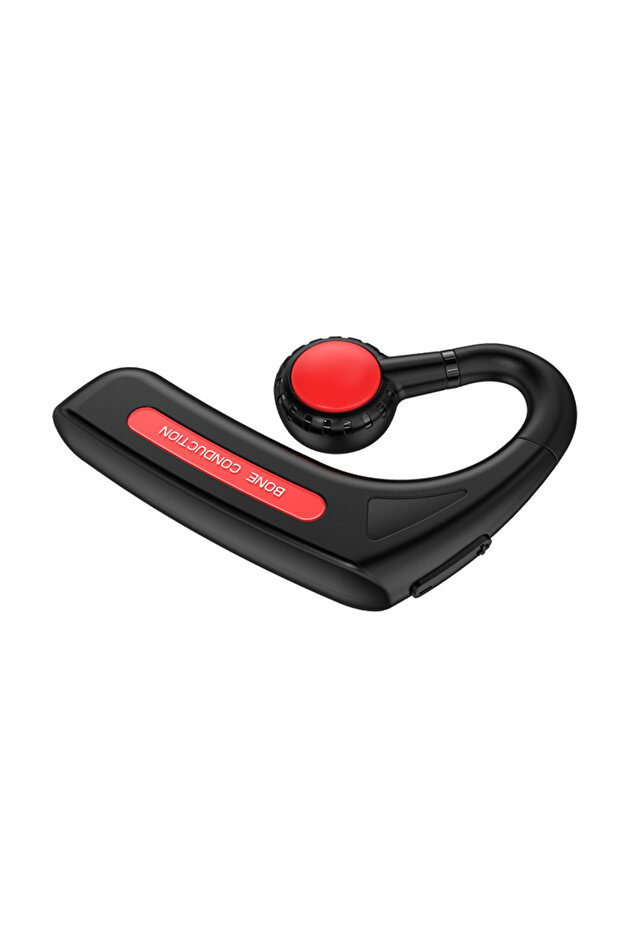 Red Single Bone Conduction Wireless Earbuds with Earhooks Bone Conduction Headphones Bluetooth Head