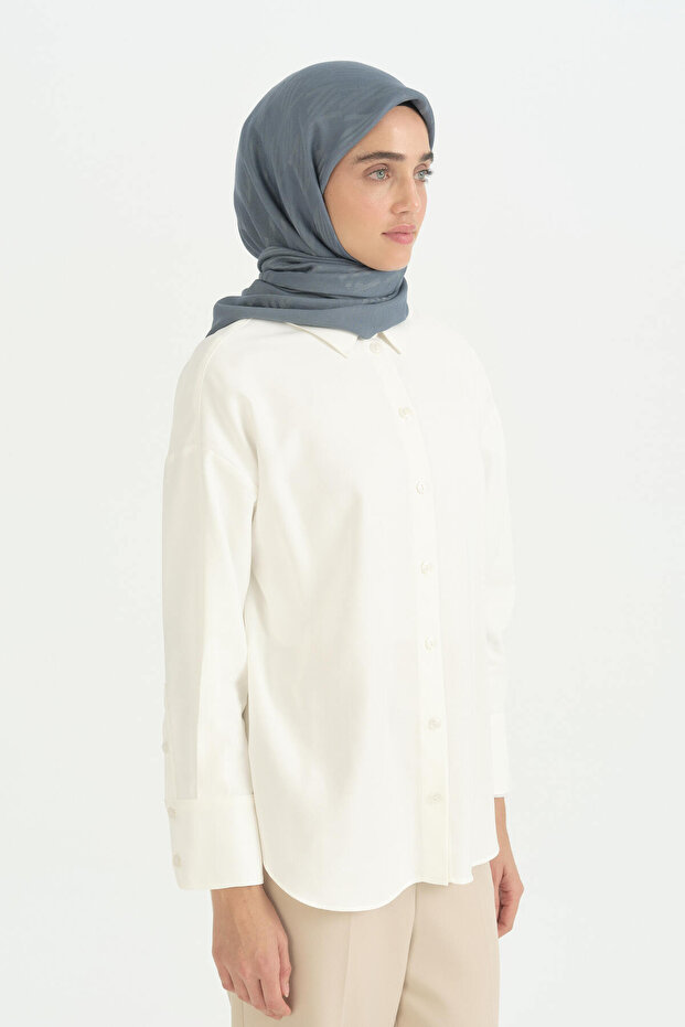 Logo Pattern Naia Cotton Scarf - Indigo