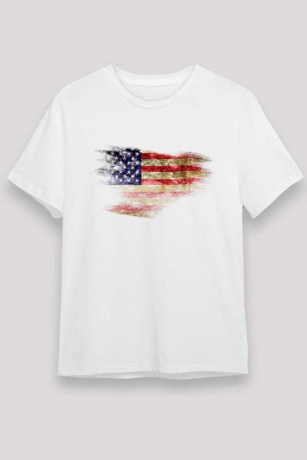 Usa Flag Brushstroke Printed T-Shirt
