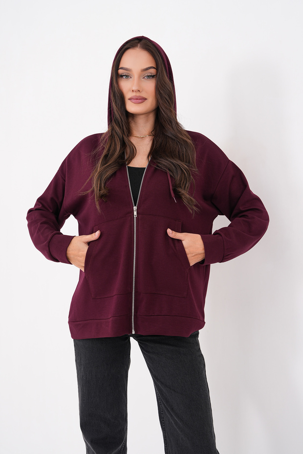 Oysho Sweatshirt with Bird-Eye Hood and Iron Zipper