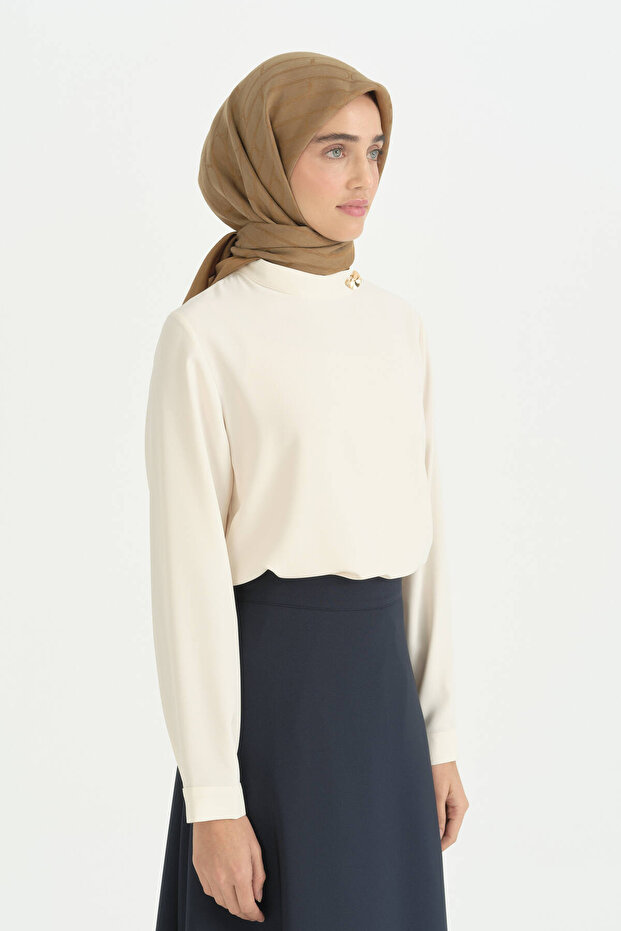 Cotton Naia Blend Natural Scarf - Khaki