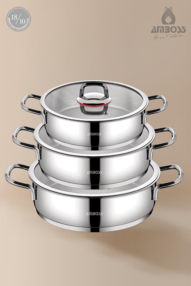 Toscana 6 Piece Stainless Steel Flat Cookware Set