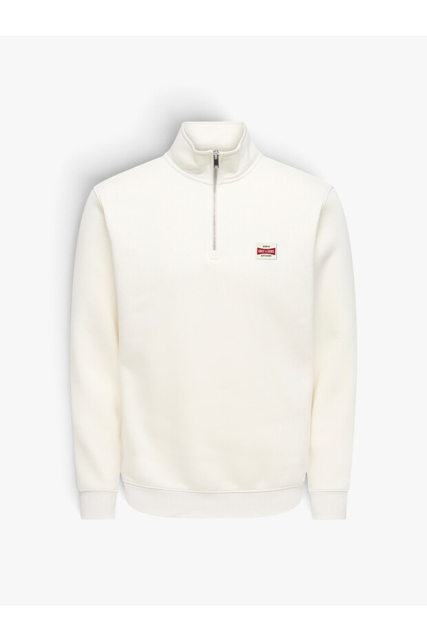 Men's Half-Zip White Sweatshirt - 22039036