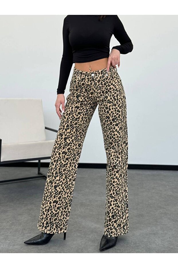 TREND LEOPARD PRINTED SPECIAL DESIGN BAGGY JEAN PALAZZO PANTS