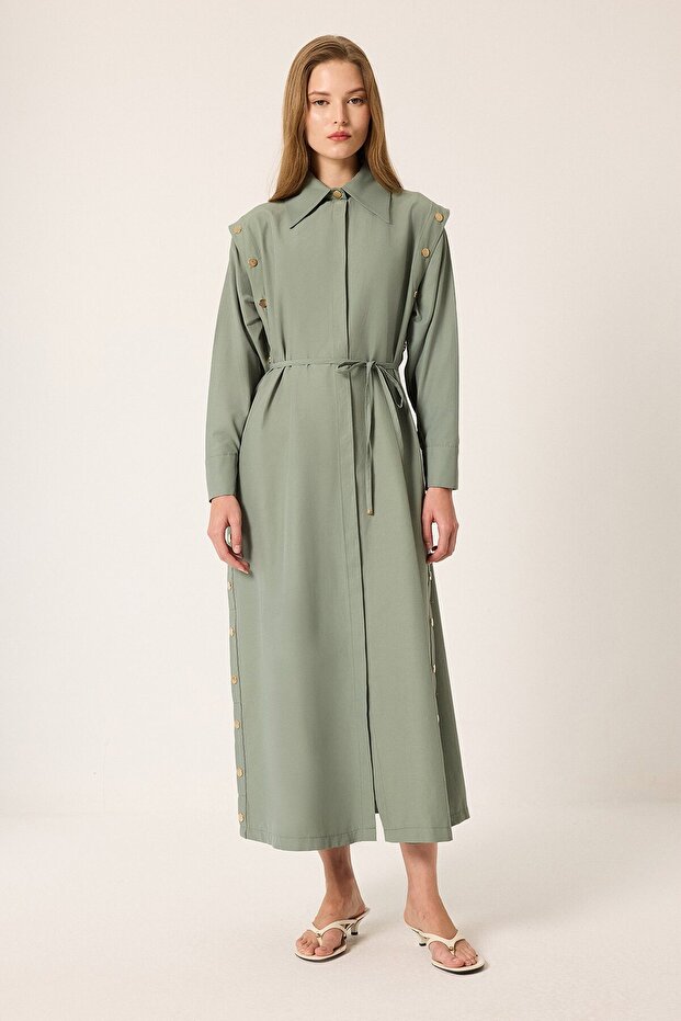 Gold Buttoned Maxi Dress